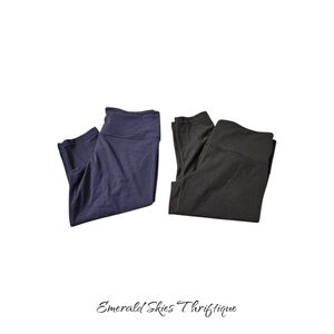 Lot Of 2 Athleta Ultra High Rise Elation Capri Large Black & Blue. Free Shipping